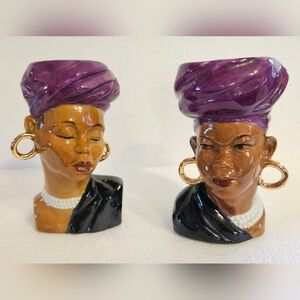 Purple and Black Ceramic Busts